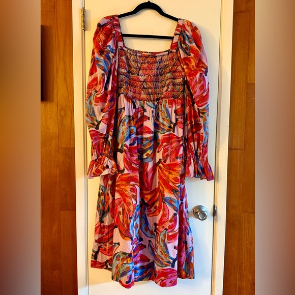Farm Rio Colored Bananas Smocked Midi Dress - Picture 3 of 9
